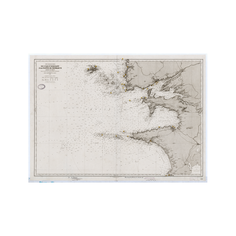 Reproduction carte marine ancienne - 5316 - BREST (Abords), OUESSANT (île), Penmarc'h (Pointe), Penmarc'h - FRANCE (Côte Ouest)
