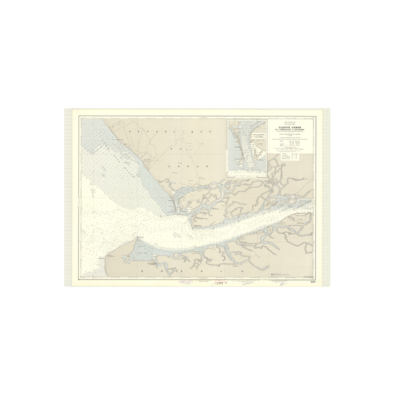 Reproduction carte marine ancienne - 6453 - CONGO (Cours), CONGO (Embouchure), QUISSANGA (île) - CONGO, ANGOLA - ATLANTIQUE, AFR