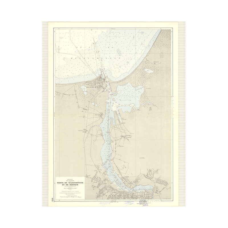 Reproduction of old nautical chart - 6456 - WARNEMUNDE (Port), ROSTOCK (Port) - ALLEMAGNE - ATLANTIQUE, BALTIQUE (Mer) - (1963 -