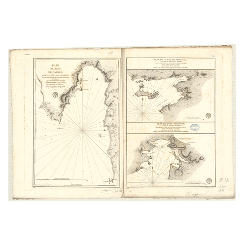 Reproduction carte marine ancienne Shom - 331_1A - SAINT-LAURENT (Golfe), CAP BRETON (île - Côte Est), GABARUS (Baie)