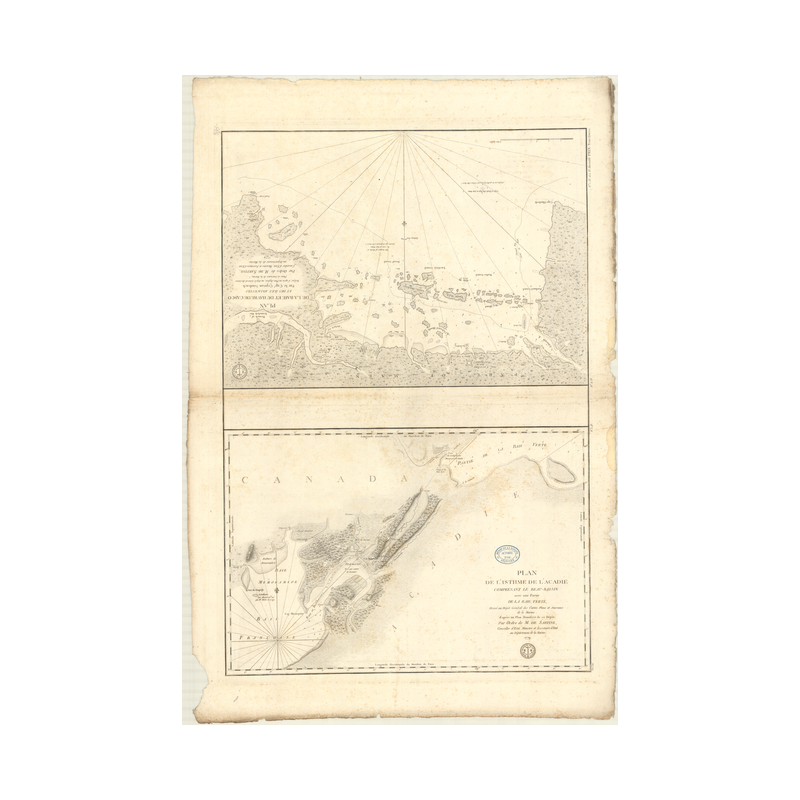 Reproduction carte marine ancienne Shom - 335_1D - NOUVELLE-ECOSSE, ACADIE (Isthme), BEAU BASSIN - CANADA - Atlantique -