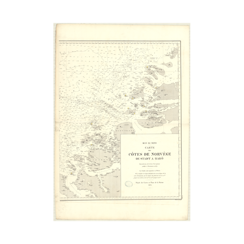 Reproduction carte marine ancienne Shom - 3595A - HARO, STADTLANDET - NORVEGE (Côte Ouest) - Atlantique,NORD (Mer) - (1