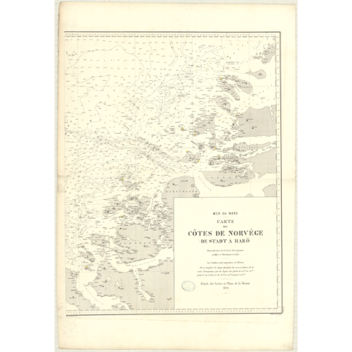 Reproduction carte marine ancienne - 3595A - HARO, STADTLANDET - NORVEGE (Côte Ouest) - ATLANTIQUE, NORD (Mer) - (1878 - ?) Reproduction carte marine ancienne - 3595A - HARO, STADTLANDET - NORVEGE (Côte Ouest) - ATLANTIQUE, NORD (Mer) - (1878 - ?)