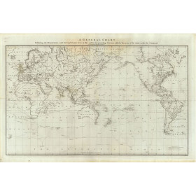 Reproduction carte marine ancienne de monde en 1785 - Expéditions de Capitaine Cook