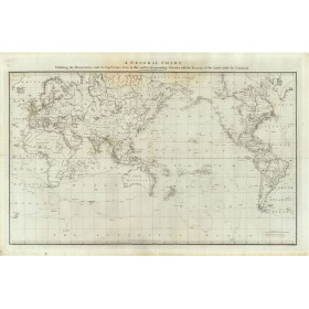 Reproduction carte marine ancienne du monde en 1785 - Expéditions du Capitaine Cook
