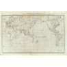 Reproduction of old nautical chart of the world in 1785 - Captain Cook's expeditions