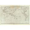 Carte marine ancienne du monde en 1785Expéditions du Capitaine Cook