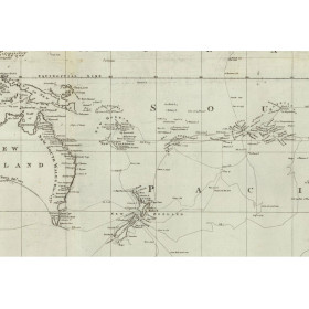 Reproduction of old nautical chart of the world in 1785 - Captain Cook's expeditions