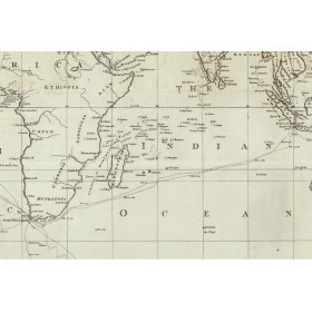 Reproduction of old nautical chart of the world in 1785 - Captain Cook's expeditions