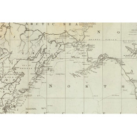 Reproduction of old nautical chart of the world in 1785 - Captain Cook's expeditions