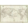 Reproduction of old nautical chart of the expedition, or voyage, of La Pérouse in 1788