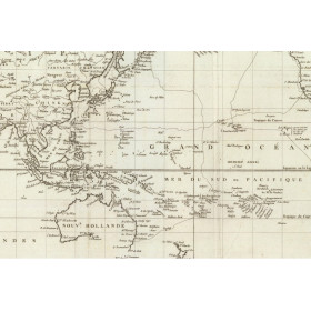 Reproduction of old nautical chart of the expedition, or voyage, of La Pérouse in 1788
