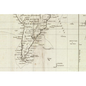 Reproduction of old nautical chart of the expedition, or voyage, of La Pérouse in 1788