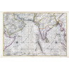 Reproduction of old nautical chart of the Indian Ocean in 1708