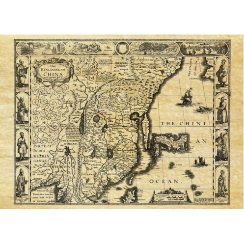 Reproduction carte marine ancienne de la Chine en 1626