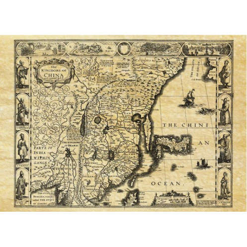 Reproduction of old nautical chart of China in 1626