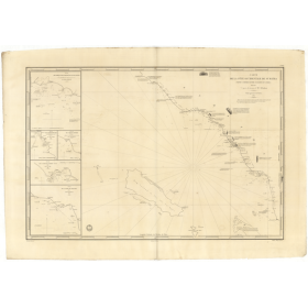 Reproduction carte marine ancienne Shom - 854 - SUMATRA (Côte Ouest), SUMATERA (Côte Ouest), TACHA (Pointe), SINGKEL (