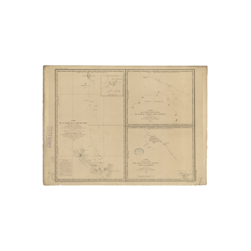 Reproduction carte marine ancienne Shom - 855 - ANAMBAS (îles), BANGKA - MALAISIE,INDONESIE - pACIFIQUE,CHINE (Mer) - (