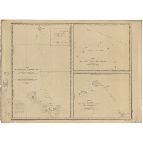 Reproduction carte marine ancienne Shom - 855 - ANAMBAS (îles), BANGKA - MALAISIE,INDONESIE - pACIFIQUE,CHINE (Mer) - (