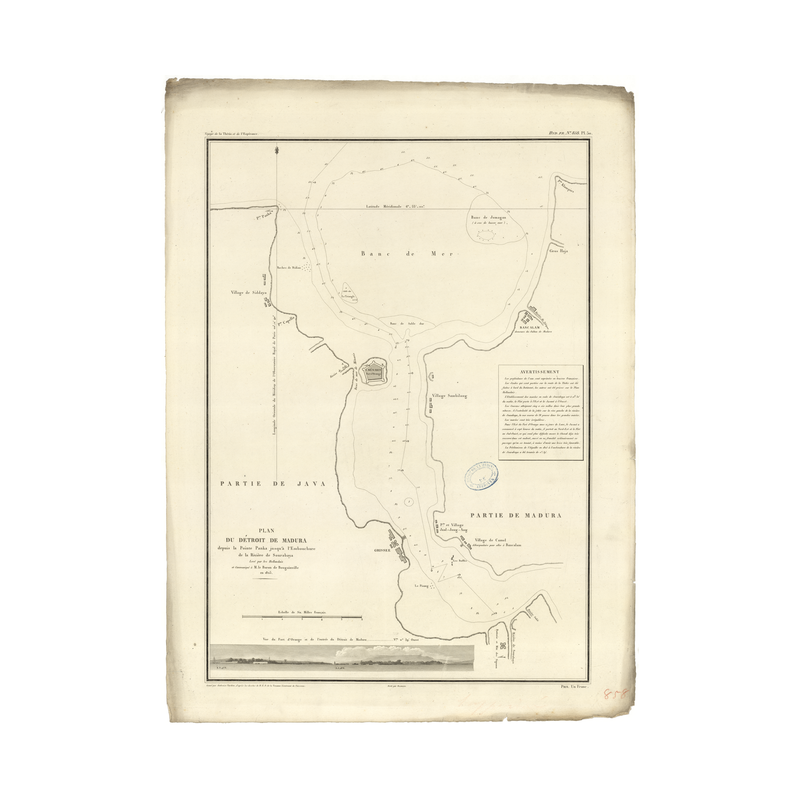 Reproduction carte marine ancienne - 858 - MADURA (Détroit), SURABAYA (Détroit) - INDONESIE - PACIFIQUE, JAVA (Mer) - (1828 - ?)