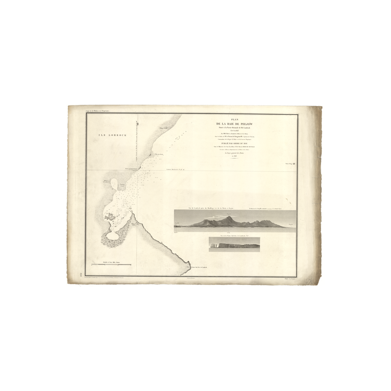 Reproduction carte marine ancienne Shom - 859 - LOMBOCK (île), LOMBOK (île), pEEJOW (Baie) - INDONESIE - pACIFIQUE,BAL