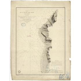 Reproduction carte marine ancienne - 864 - BOURBON (île), LA REUNION (île), SAINT-GILLES (Abords) - INDIEN (Océan) - (1837 - ?)