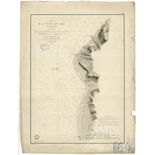 Reproduction carte marine ancienne - 864 - BOURBON (île), LA REUNION (île), SAINT-GILLES (Abords) - INDIEN (Océan) - (1837 - ?) Reproduction carte marine ancienne - 864 - BOURBON (île), LA REUNION (île), SAINT-GILLES (Abords) - INDIEN (Océan) - (1837 - ?)