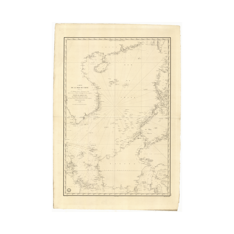 Reproduction carte marine ancienne Shom - 865 - BORNEO - CHINE,PhilippINES - pACIFIQUE,CHINE (Mer) - (1838 - ?)