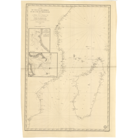 Reproduction carte marine ancienne Shom - 875 - MOZAMBIQUE,MADAGASCAR - INDIEN (Océan),MOZAMBIQUE (Canal),AFRIQUE (Côt