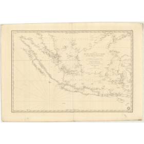 Reproduction carte marine ancienne Shom - 889 - SUMATRA, SUMATERA, JAVA, BORNEO, KALIMANTAN - INDONESIE - INDIEN (Océan