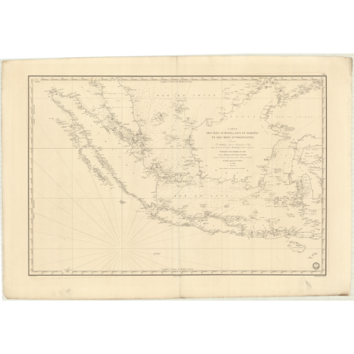 Carte marine ancienne - 889 - SUMATRA, SUMATERA, JAVA, BORNEO, KALIMANTAN - INDONESIE - INDIEN (Océan), CHINE (Mer), JAVA (Mer)