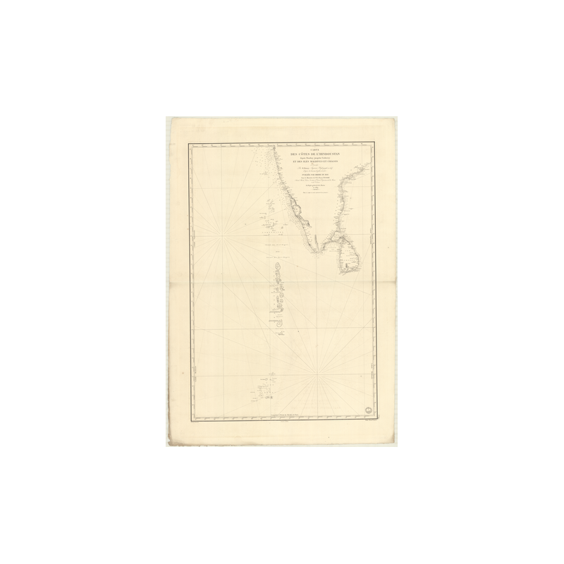 Carte marine ancienne - 899 - HINDOUSTAN (Côte Ouest), CHAGOS (îles), BOMBAY, MACHILIPATNAM - INDE (Côte Est), INDE (Côte Ouest)