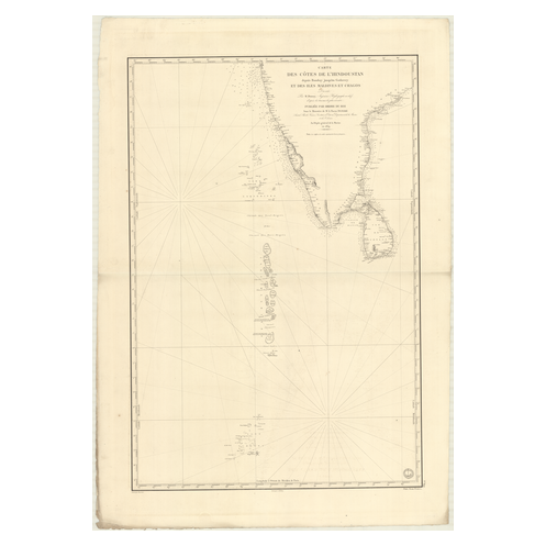 Carte marine ancienne - 899 - HINDOUSTAN (Côte Ouest), CHAGOS (îles), BOMBAY, MACHILIPATNAM - INDE (Côte Est), INDE (Côte Ouest)