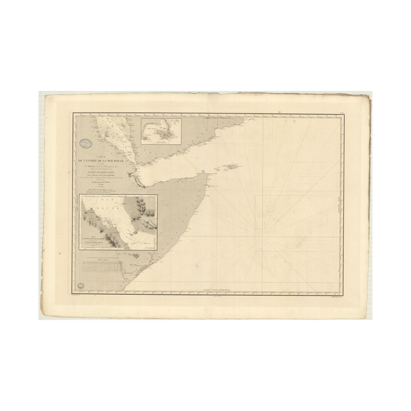 Reproduction carte marine ancienne Shom - 901 - INDIEN (Océan),AFRIQUE (Côte Est),ADEN (Golfe),ROUGE (Mer) - (1840 - 1