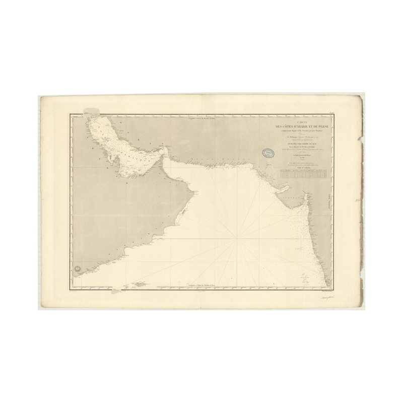 Reproduction carte marine ancienne Shom - 903 - SOCOTRA, BOMBAY - INDIEN (Océan),ARABIE (Mer),PERSIQUE (Golfe) - (1840