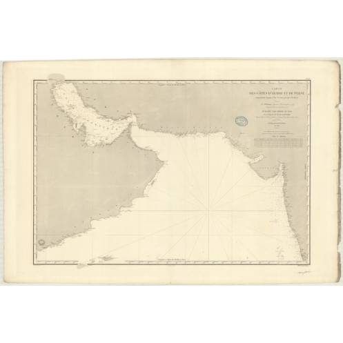 Reproduction carte marine ancienne Shom - 903 - SOCOTRA, BOMBAY - INDIEN (Océan),ARABIE (Mer),PERSIQUE (Golfe) - (1840