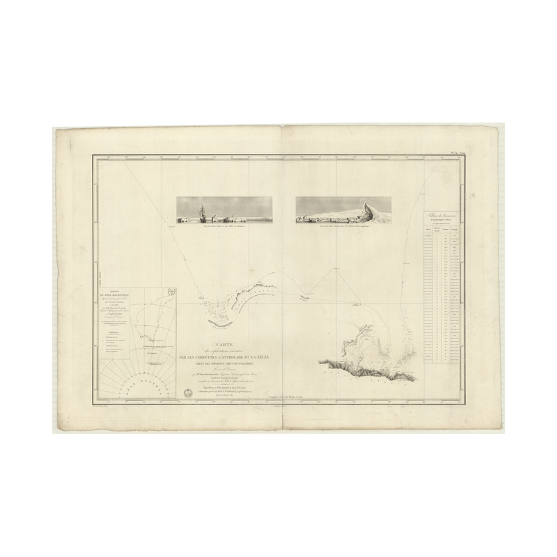 Reproduction carte marine ancienne Shom - 914 - ADELIE (Terre) - INDIEN (Océan),DUMONT d'URVILLE (Mer) - (1840 - ?)