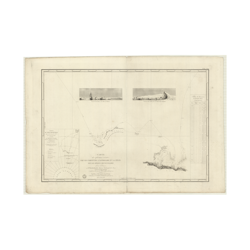 Reproduction carte marine ancienne - 914 - ADELIE (Terre) - INDIEN (Océan), DUMONT D'URVILLE (Mer) - (1840 - ?)