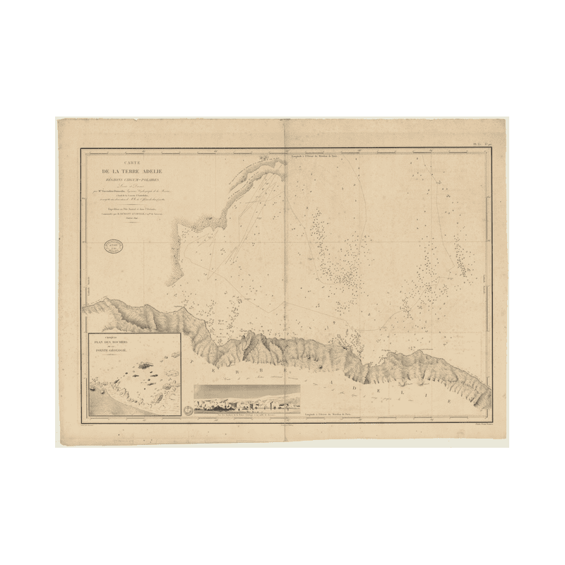 Reproduction carte marine ancienne - 915 - ADELIE (Terre) - INDIEN (Océan), DUMONT D'URVILLE (Mer) - (1840 - 1914)