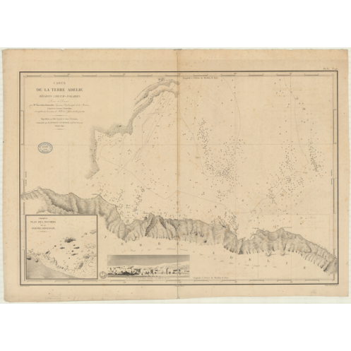 Carte marine ancienne - 915 - ADELIE (Terre) - INDIEN (Océan), DUMONT d'URVILLE (Mer) - (1840 - 1914)
