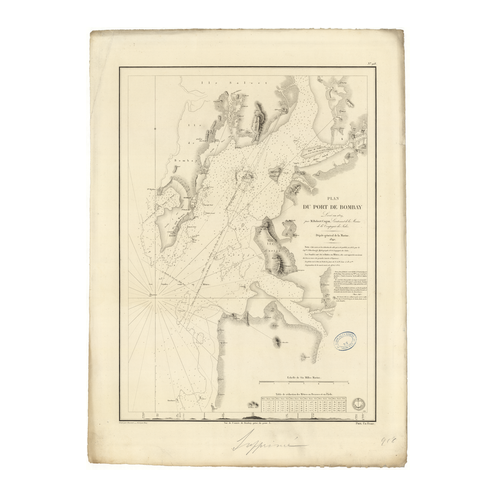 Reproduction carte marine ancienne Shom - 918 - BOMBAY (Port) - INDE (Côte Ouest) - INDIEN (Océan) - (1840 - ?)