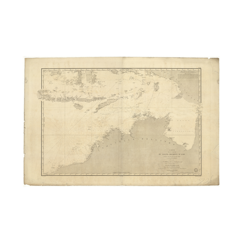 Reproduction carte marine ancienne Shom - 926 - JAVA - INDONESIE,AUSTRALIE (Côte Nord),NOUVELLE-GUINEE,NOUVELLE-HOLLAND