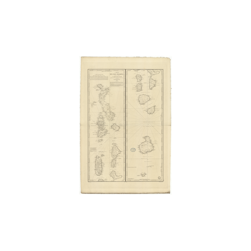 Reproduction carte marine ancienne Shom - 942 - MALDIVES - INDIEN (Océan) - (1841 - 1979)