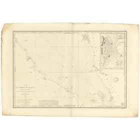 Reproduction carte marine ancienne Shom - 977 - MALACCA (Détroit - partie Nord), pENANG (Poulo), pARCELAR (Mont) - INDO