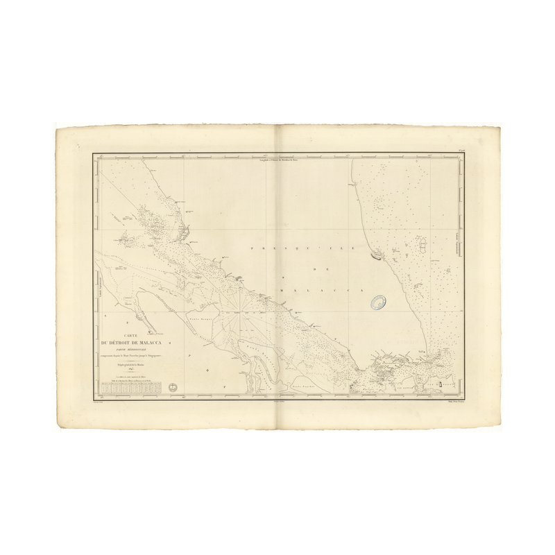 Reproduction carte marine ancienne - 978 - MALACCA (Détroit - Partie Sud), PARCELAR (Mont), SINGAPOUR - INDONESIE, MALAISIE - PA