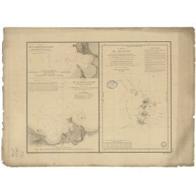 Reproduction carte marine ancienne - 986 - MAYOTTE (île) - COMORES - INDIEN (Océan), MOZAMBIQUE (Canal) - (1843 - ?)