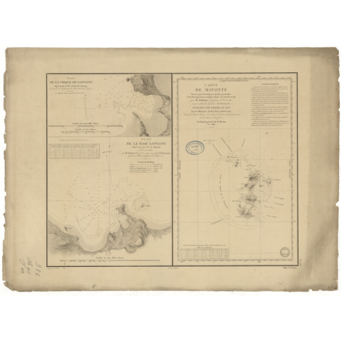 Carte marine ancienne - 986 - MAYOTTE (île) - COMORES - INDIEN (Océan), MOZAMBIQUE (Canal) - (1843 - ?)