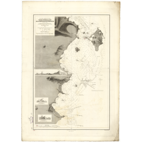 Reproduction carte marine ancienne Shom - 987 - MAYOTTE (île - Côte Sud-Est) - COMORES - INDIEN (Océan),MOZAMBIQUE (C