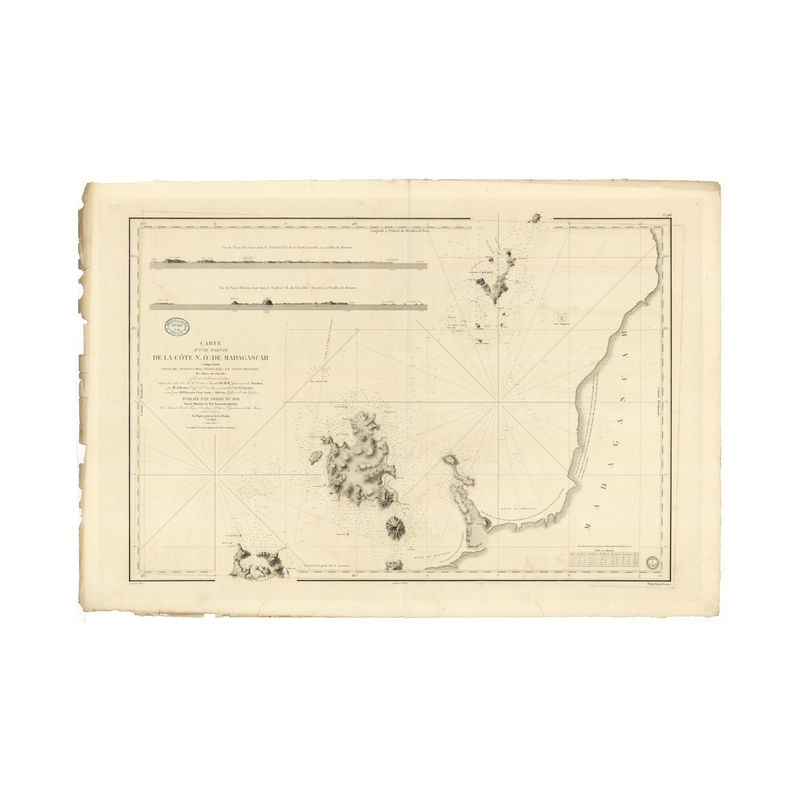 Reproduction carte marine ancienne - 988 - NOSY LAVA, NOSSI, BE - MADAGASCAR (Côte Nord-Ouest) - INDIEN (Océan), MOZAMBIQUE (Can