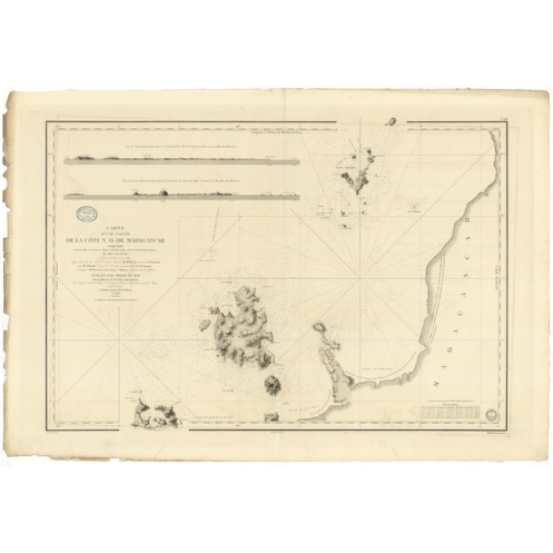 Carte marine ancienne - 988 - NOSY LAVA, NOSSI, BE - MADAGASCAR (Côte Nord-Ouest) - INDIEN (Océan), MOZAMBIQUE (Canal) - (1843 -